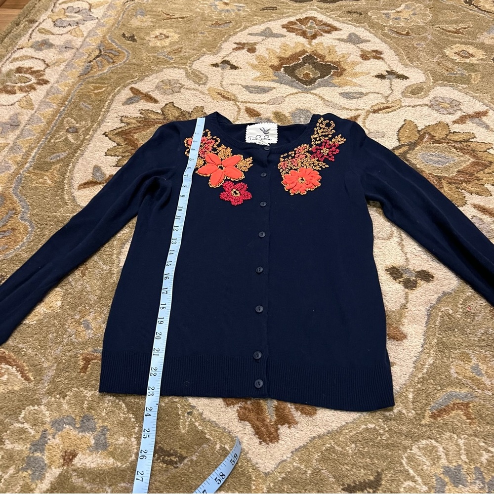 Anthropologie Tabitha Posey Patch Cardigan with Floral Embroidery - Picture 6 of 7
